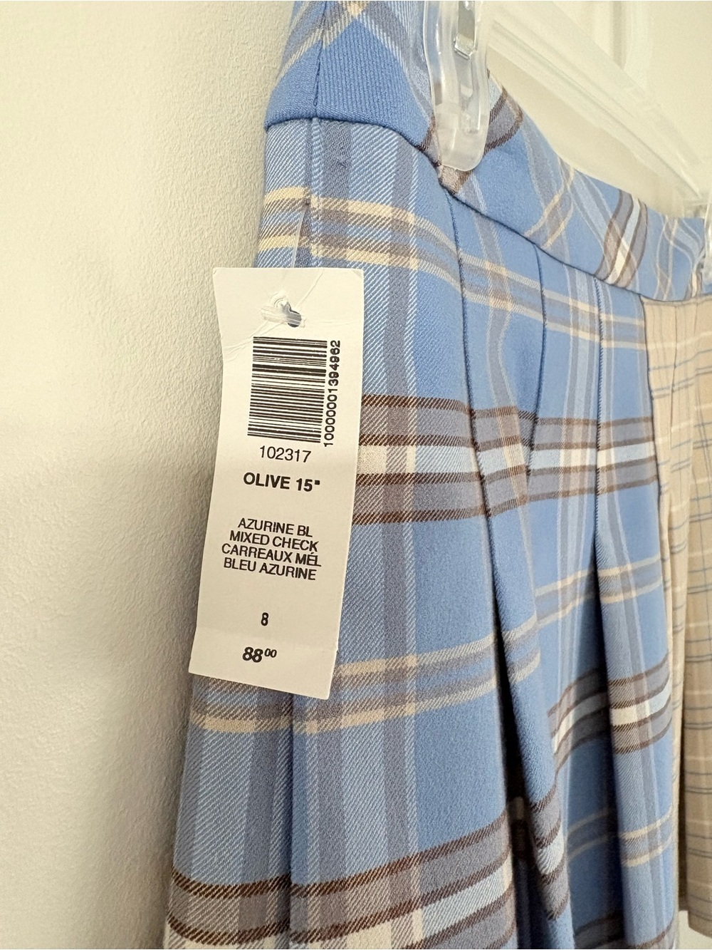 BNWT ARITZIA Pleated mini skirt Mixed Plaid Womens 8 School Girl Preppy Academia - Picture 5 of 6